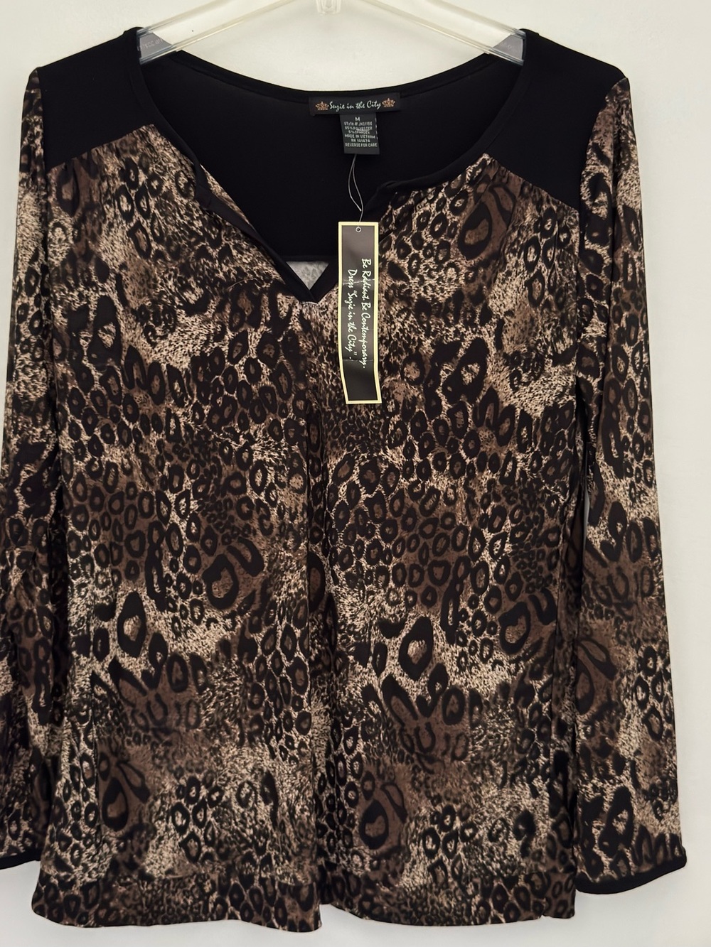 Suzie In The City Black Knit Top with Logo Trim vintage retro and print blouse